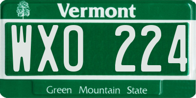 VT license plate WXO224