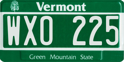 VT license plate WXO225