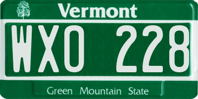 VT license plate WXO228