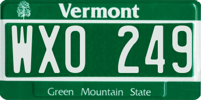 VT license plate WXO249