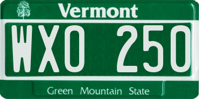 VT license plate WXO250