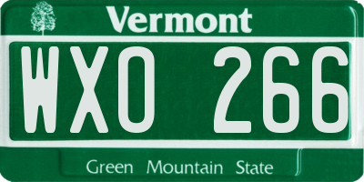VT license plate WXO266