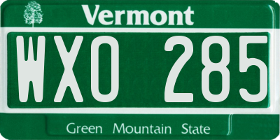 VT license plate WXO285