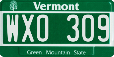 VT license plate WXO309