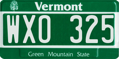 VT license plate WXO325