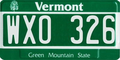 VT license plate WXO326