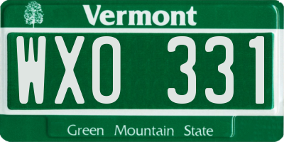 VT license plate WXO331