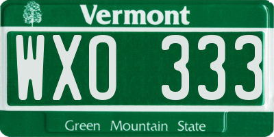 VT license plate WXO333