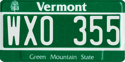 VT license plate WXO355