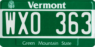 VT license plate WXO363