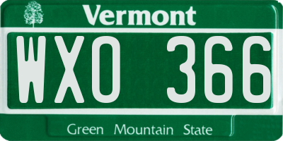 VT license plate WXO366