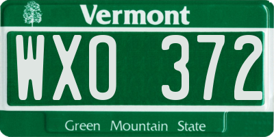 VT license plate WXO372