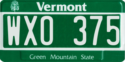 VT license plate WXO375