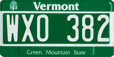 VT license plate WXO382