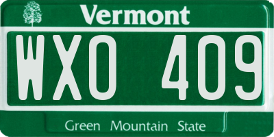 VT license plate WXO409