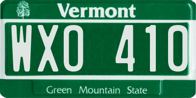 VT license plate WXO410