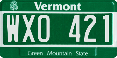 VT license plate WXO421