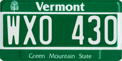 VT license plate WXO430