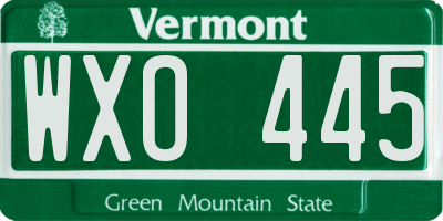 VT license plate WXO445