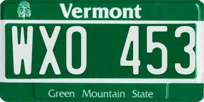 VT license plate WXO453
