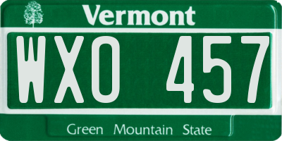 VT license plate WXO457