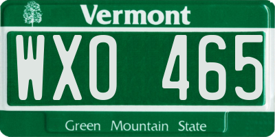 VT license plate WXO465