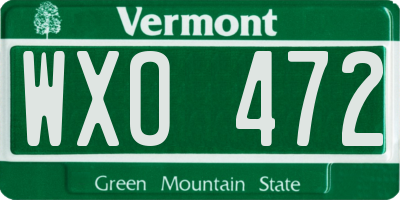 VT license plate WXO472