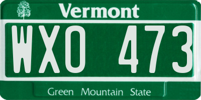 VT license plate WXO473