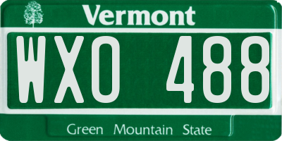 VT license plate WXO488