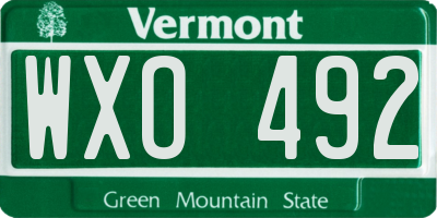 VT license plate WXO492