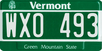VT license plate WXO493