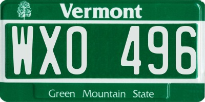 VT license plate WXO496