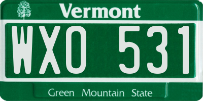 VT license plate WXO531