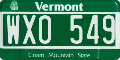 VT license plate WXO549