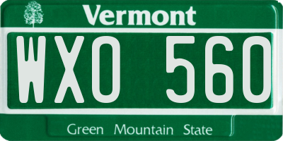 VT license plate WXO560