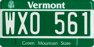 VT license plate WXO561