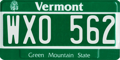 VT license plate WXO562