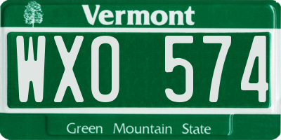 VT license plate WXO574