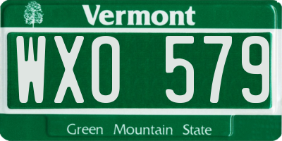 VT license plate WXO579