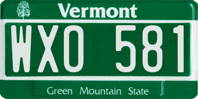 VT license plate WXO581