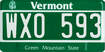 VT license plate WXO593
