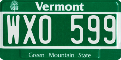 VT license plate WXO599