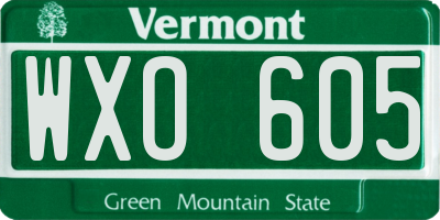 VT license plate WXO605