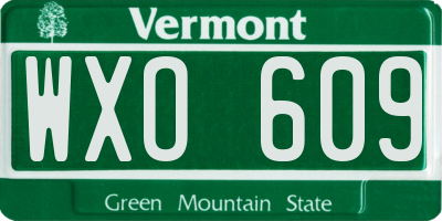 VT license plate WXO609