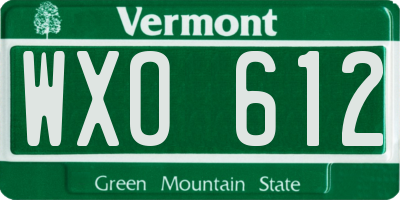 VT license plate WXO612