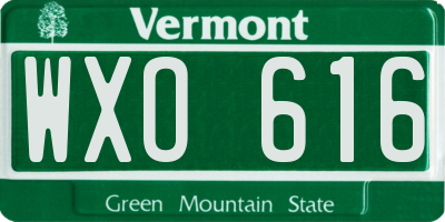 VT license plate WXO616