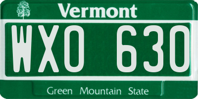 VT license plate WXO630