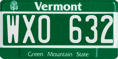 VT license plate WXO632