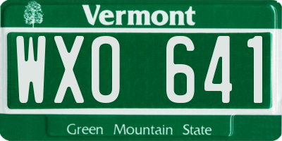 VT license plate WXO641