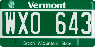VT license plate WXO643